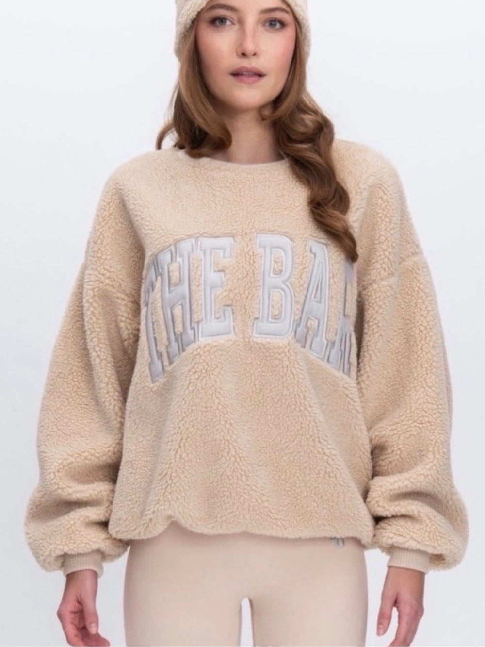 The Bar Beige Teddy Sherpa Pullover Sweatshirt